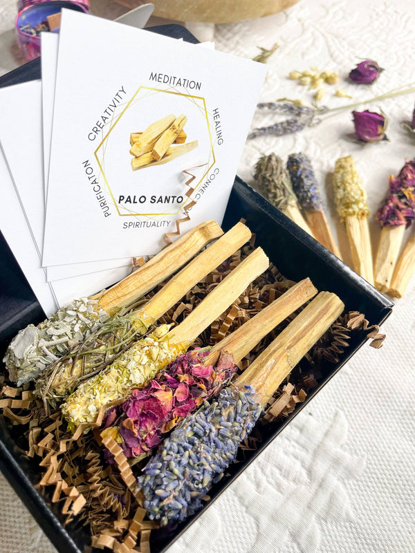 CharlieHaze - Copal Dipped Palo Santo Sticks Rolled In Herbs, Incense Gift