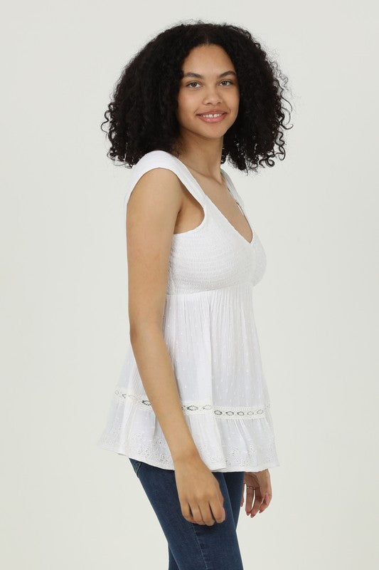 Cori Swiss Dot Lace Top