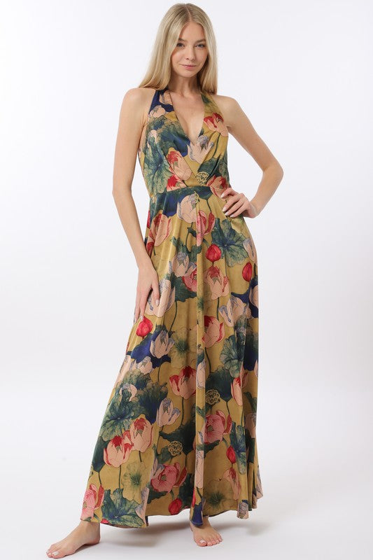 Aurora Halter Belted Maxi Dress