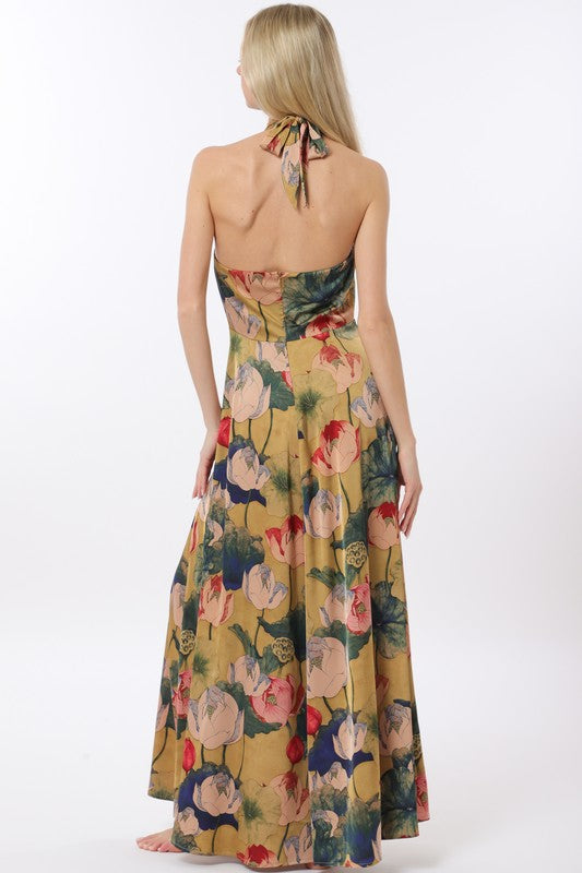 Aurora Halter Belted Maxi Dress