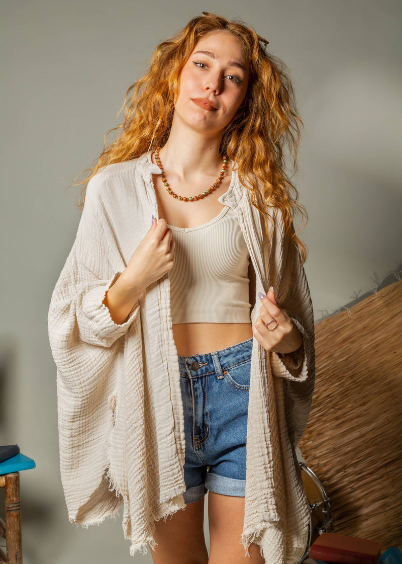 Moa - Snake and Moon Celestial Muslin Kimono Robe / Poncho
