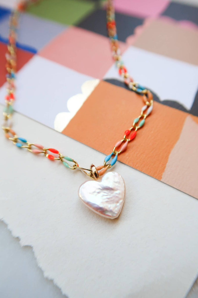 Bittersweet - Heart of the Sea Pearl Heart Rainbow Necklace