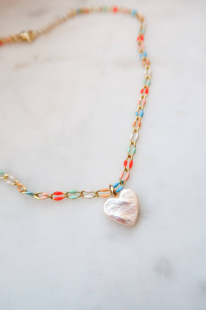 Bittersweet - Heart of the Sea Pearl Heart Rainbow Necklace