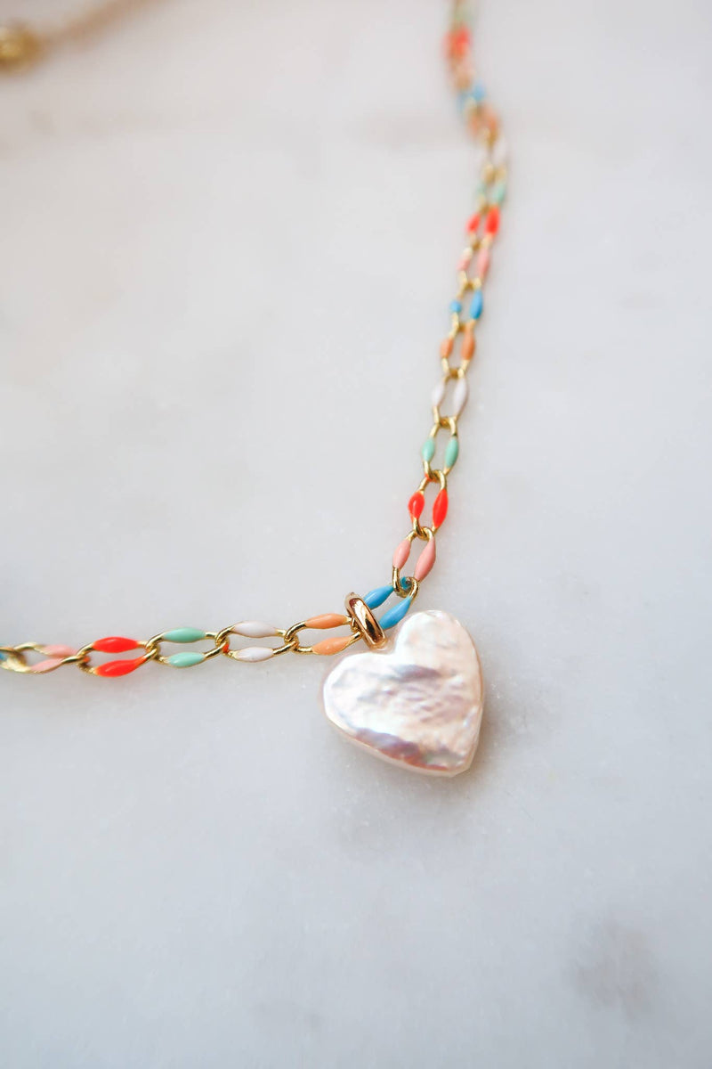 Bittersweet - Heart of the Sea Pearl Heart Rainbow Necklace