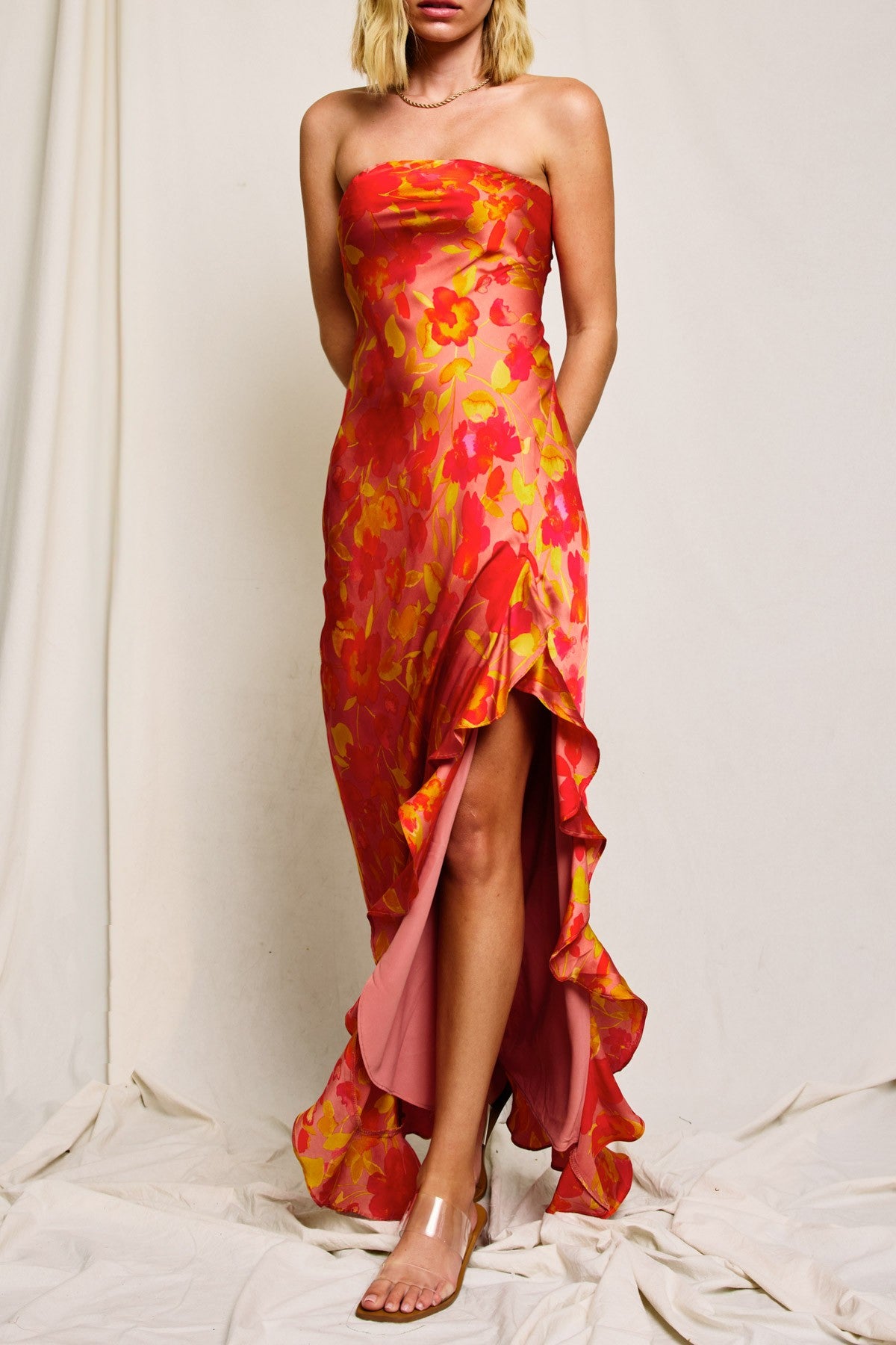 chinese dress ladies Fiona Maxi Dress Large / Red/Multi