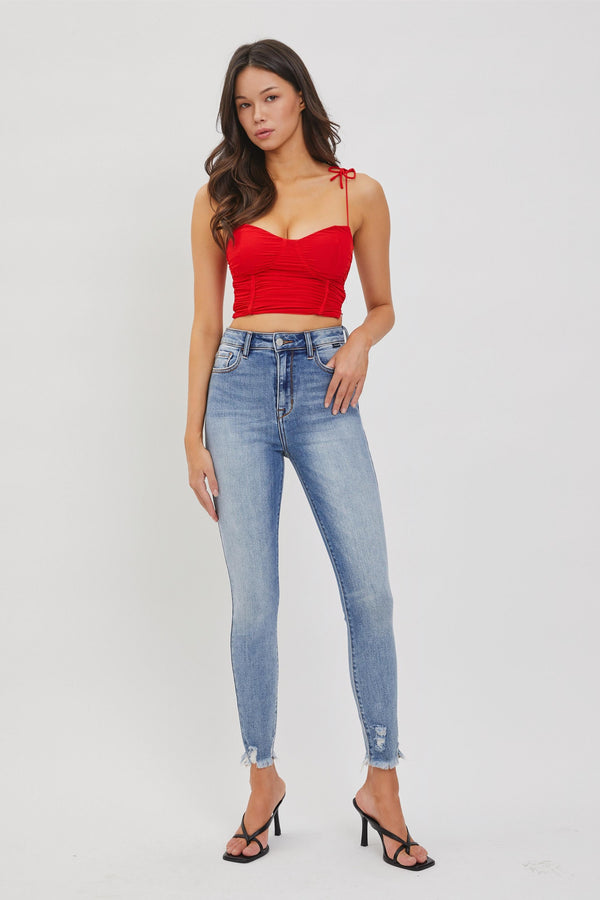 The Lily High Rise Frayed Ankle Skinny