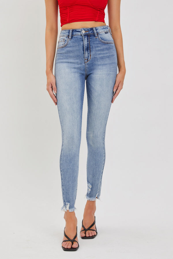 The Lily High Rise Frayed Ankle Skinny