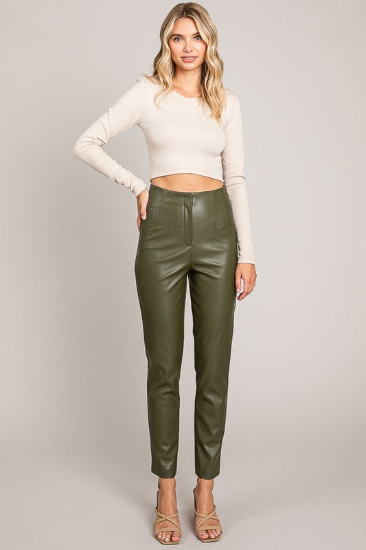 The Hailey Pleather Tapered Pant
