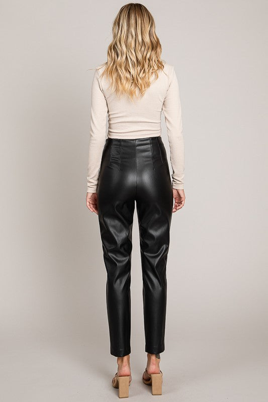 The Hailey Pleather Tapered Pant