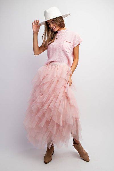 【COLOR iN ID】Glossy mesh layered skirt MODERN ROYALTY LAYERED MESH MAXI SKIRT – AKIRA