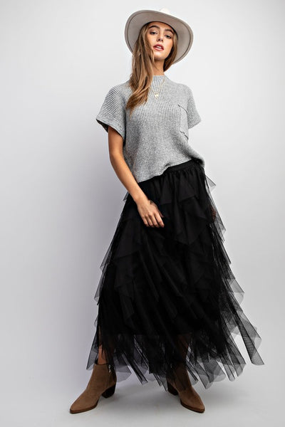 【COLOR iN ID】Glossy mesh layered skirt MODERN ROYALTY LAYERED MESH MAXI SKIRT – AKIRA