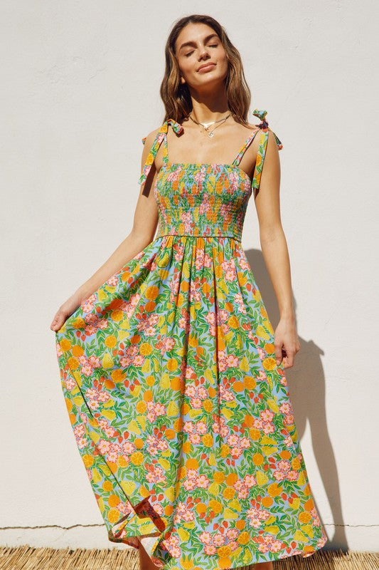 Summer Smocked Top Midi Dress
