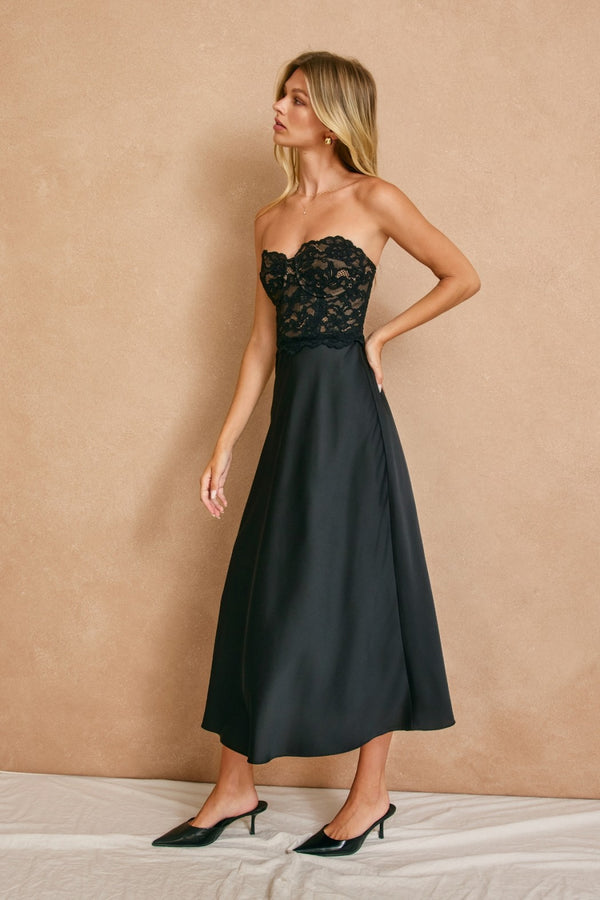 Meredith Satin Midi Dress
