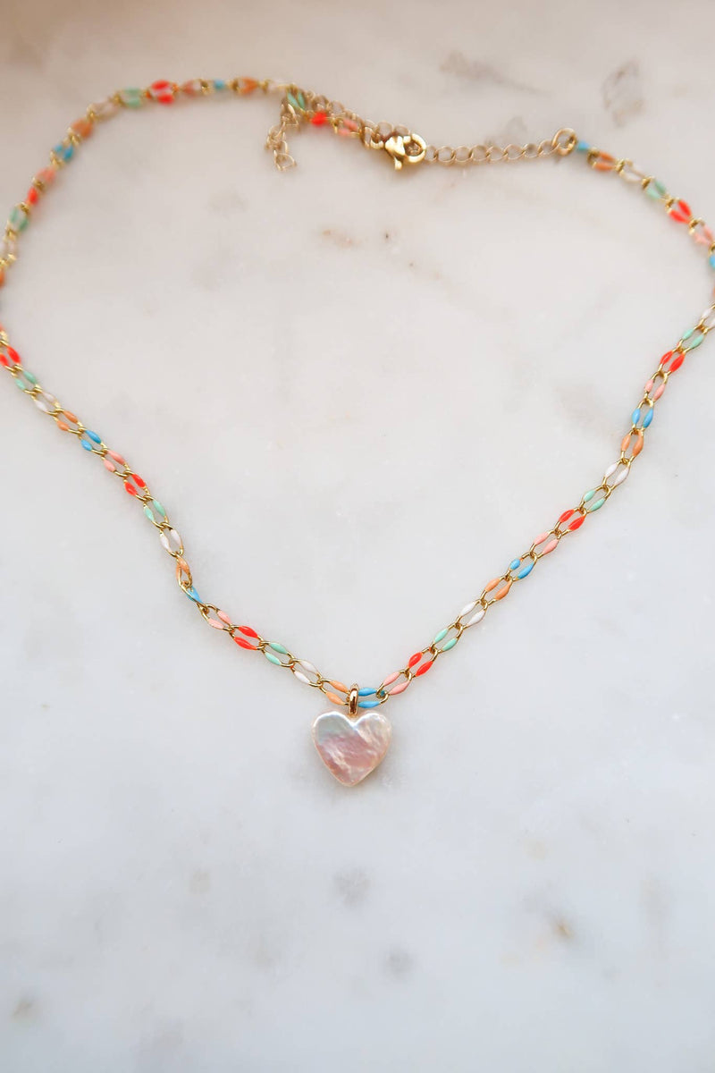 Bittersweet - Heart of the Sea Pearl Heart Rainbow Necklace