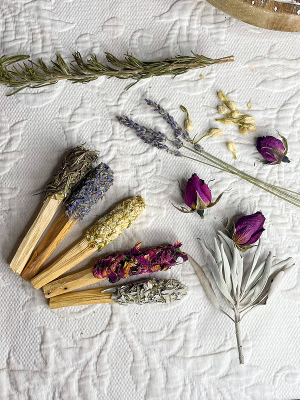 CharlieHaze - Copal Dipped Palo Santo Sticks Rolled In Herbs, Incense Gift