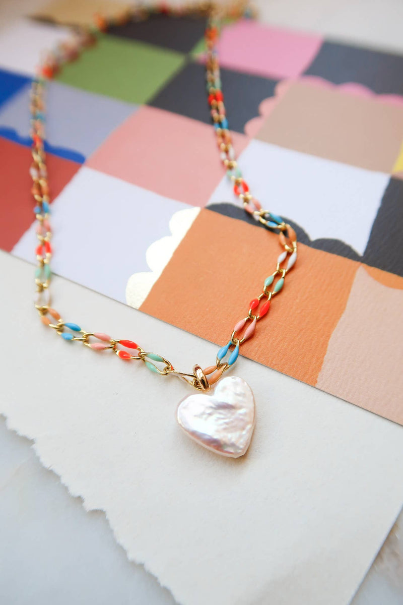 Bittersweet - Heart of the Sea Pearl Heart Rainbow Necklace