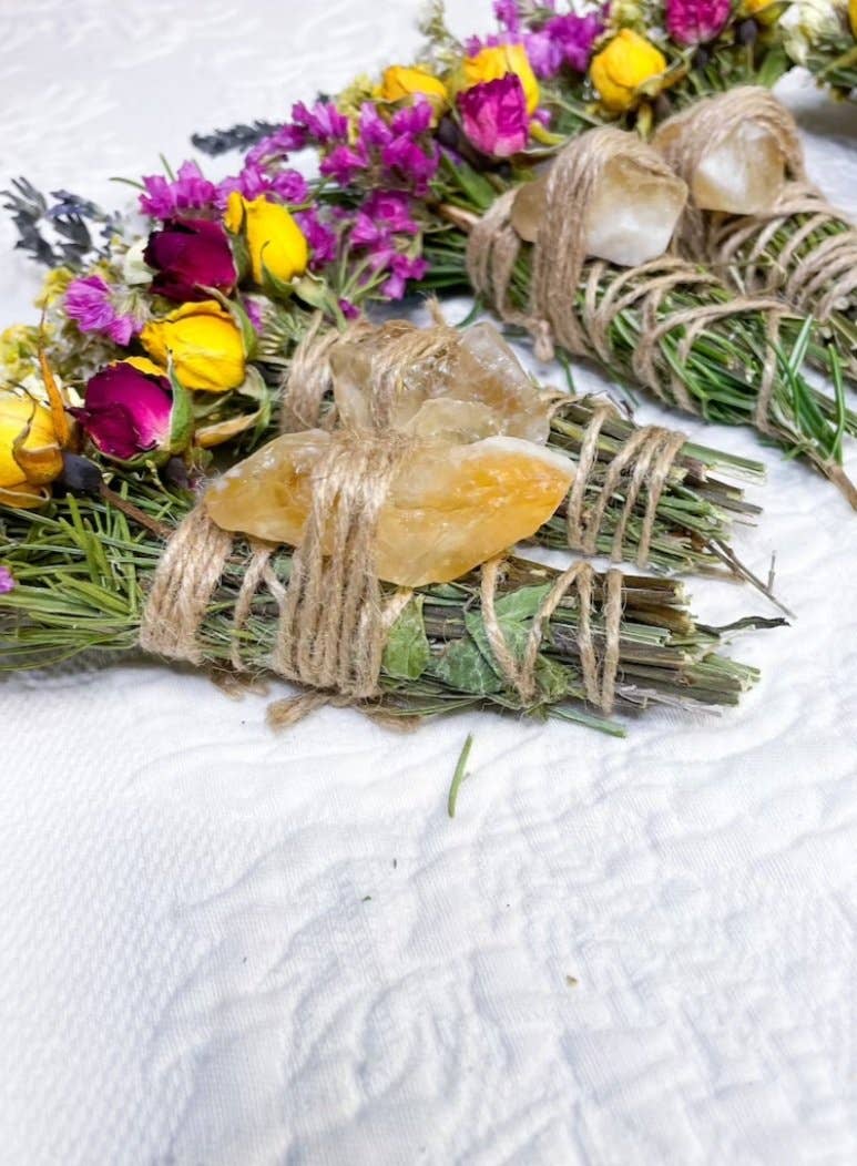 CharlieHaze - Citrine, Lavender, Sage and Rosemary Smudge Stick