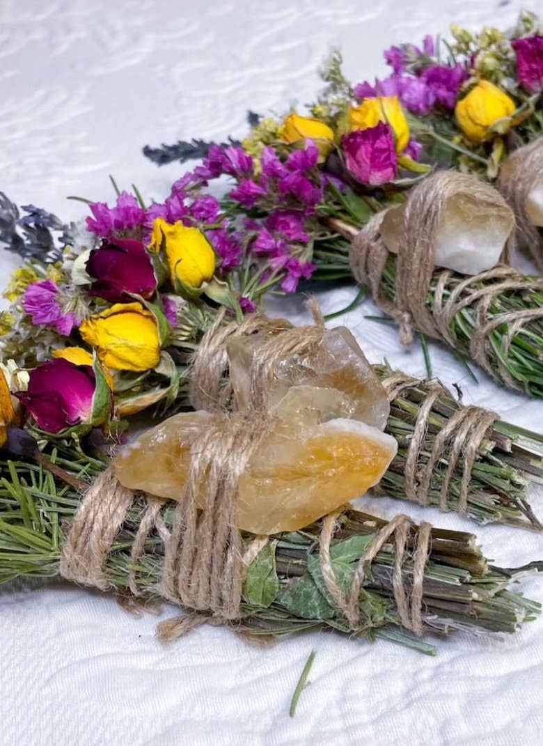 CharlieHaze - Citrine, Lavender, Sage and Rosemary Smudge Stick