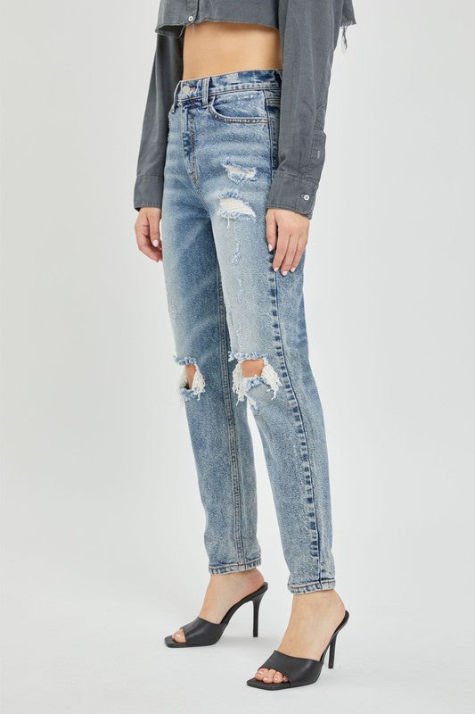 The Halle Distressed Mom Jean