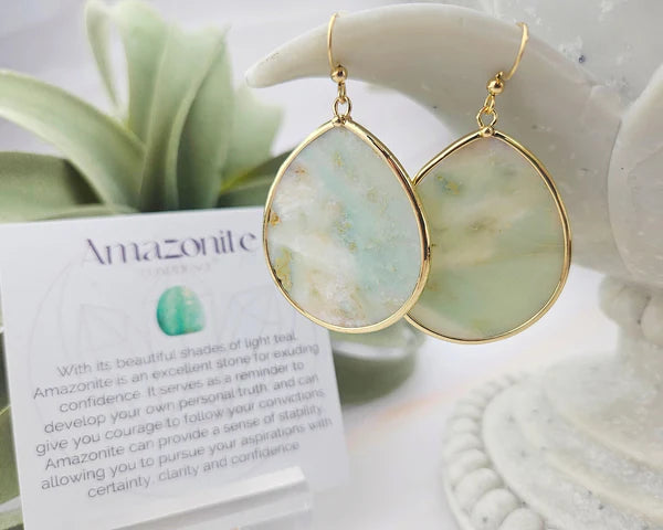 WonderLight Jewelry - Amazonite Flat Teardrop Earrings